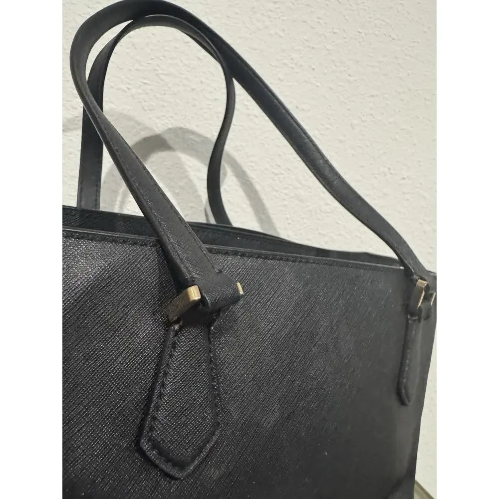 Tory Burch Black Saffiano Leather Robinson Tote Satchel Purse Bag